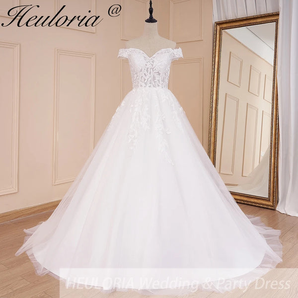 HEULORIA élégante dentelle applique Boho robe de mariée robe de mariée épaules dénudées grande taille une ligne robe de mariée de mariée 