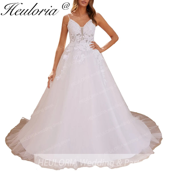 HEULORIA Elegant lace beading Boho Wedding Dress bride dress plus size  A line Wedding Bride Gown