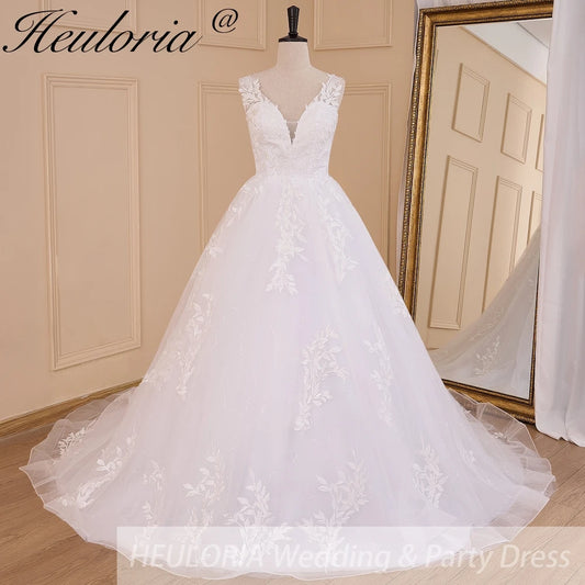 Elegant princess Wedding dress V neck long train lace applique bridal gown Robe De Mariee Wedding Bride Dress