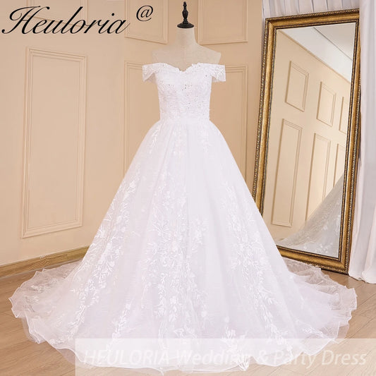 HEULORIA elegant ball gown princess wedding dress off shoulder lace beading bride dress Robe De Mariee Wedding gown