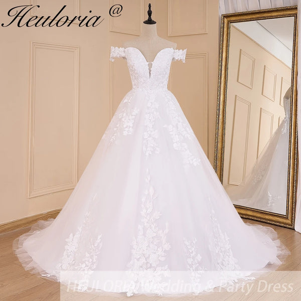 HEULORIA elegant off shoulder wedding dress lace Princess bridal dress Robe De Mariee Wedding Bride Dress