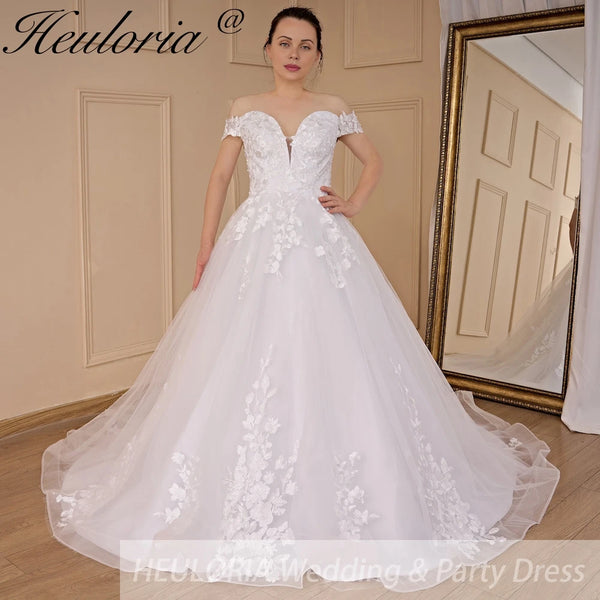 HEULORIA elegant off shoulder wedding dress lace Princess bridal dress Robe De Mariee Wedding Bride Dress