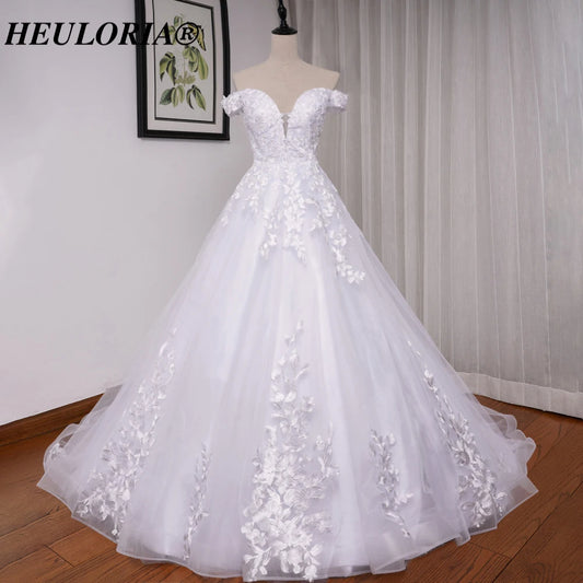 HEULORIA elegant off shoulder wedding dress lace Princess bridal dress Robe De Mariee Wedding Bride Dress