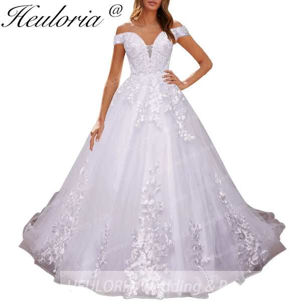 HEULORIA elegant off shoulder wedding dress lace Princess bridal dress Robe De Mariee Wedding Bride Dress