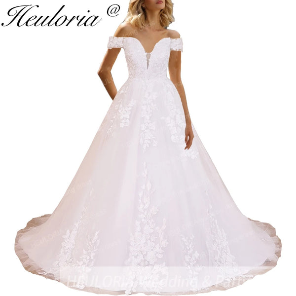 HEULORIA elegant off shoulder wedding dress lace Princess bridal dress Robe De Mariee Wedding Bride Dress