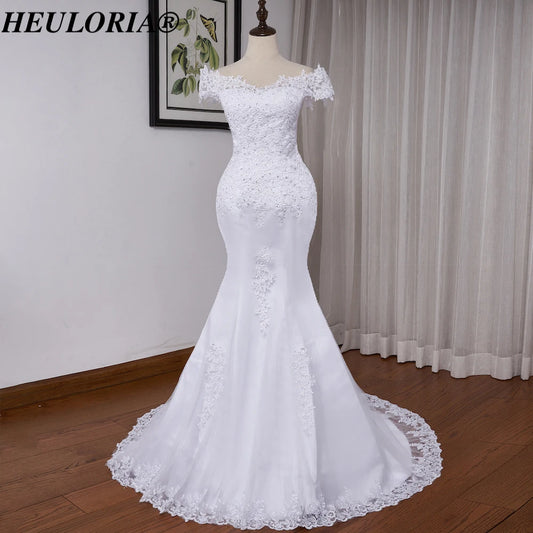 HEULORIA off shoulder Mermaid Wedding Dresses lace beading bride dress plus size wedding gown Robe de mariage customize