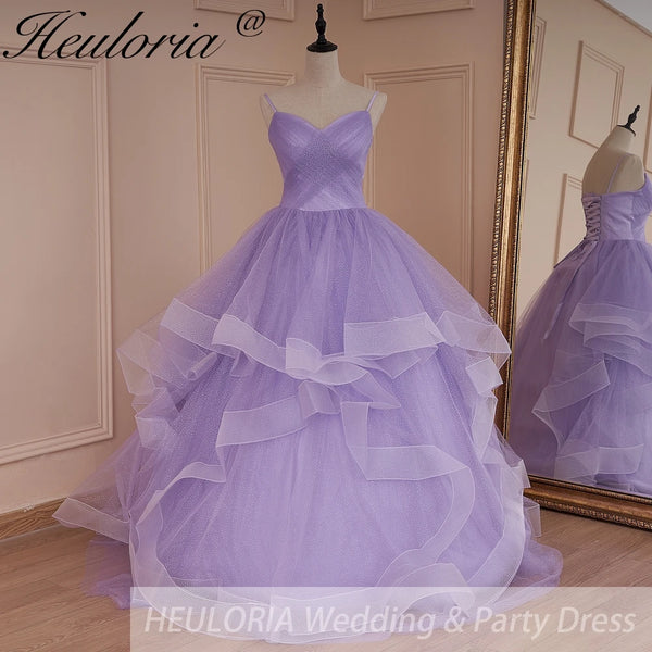 HEULORIA elegant  A line wedding dress shinny tulle bride dress Robe De Mariee Wedding Bride Dress